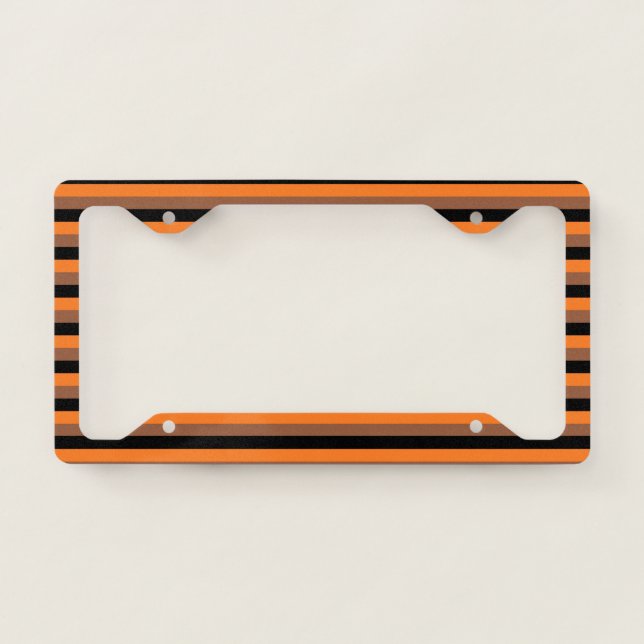 Black, Orange and Brown Stripes License Plate Frame (Front)