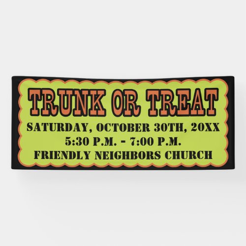 Black Orange and Green Trunk Or Treat Banner