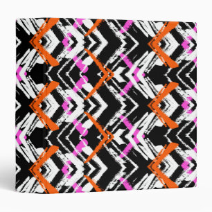 Black, Orange, And Pink Hand Drawn Arrow Pattern 3 Ring Binder