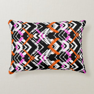Black, Orange, And Pink Hand Drawn Arrow Pattern Accent Pillow