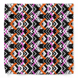 Black, Orange, And Pink Hand Drawn Arrow Pattern Bandana