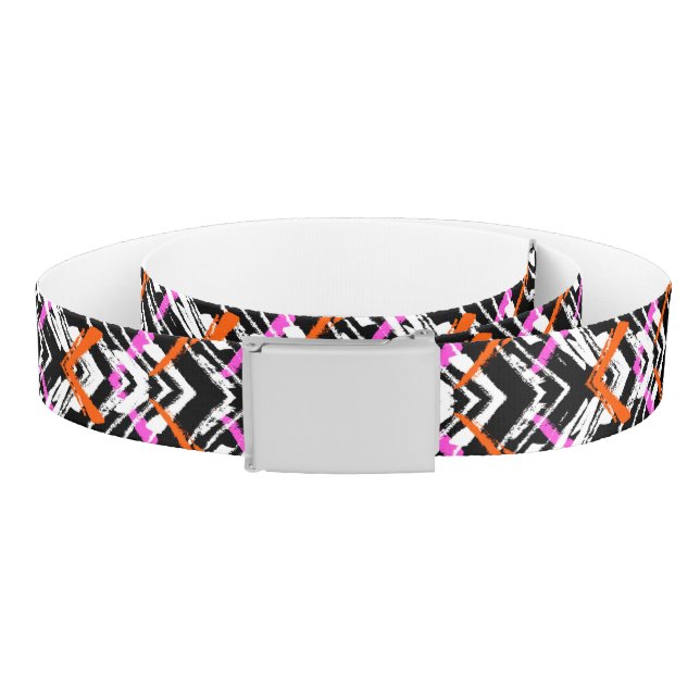 Black, Orange, And Pink Hand Drawn Arrow Pattern Belt (Coil)