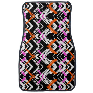 Black, Orange, And Pink Hand Drawn Arrow Pattern Car Mat