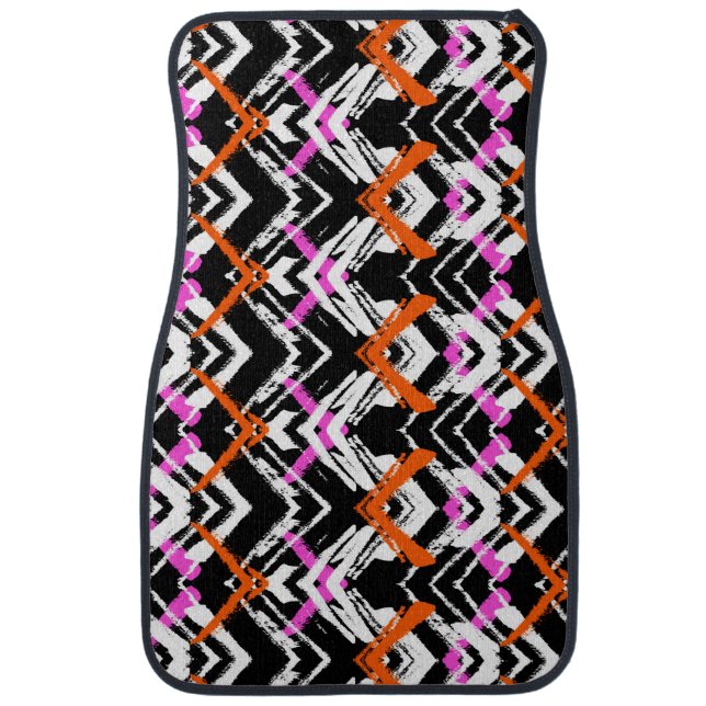 Black, Orange, And Pink Hand Drawn Arrow Pattern Car Mat (Front)