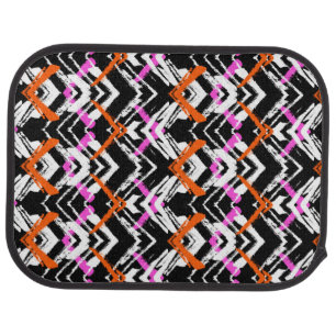 Black, Orange, And Pink Hand Drawn Arrow Pattern Car Mat