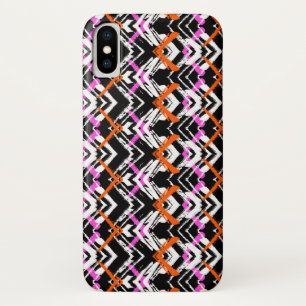 Black, Orange, And Pink Hand Drawn Arrow Pattern iPhone X Case