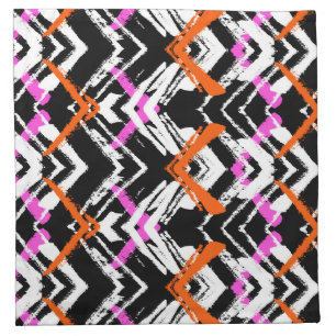 Black, Orange, And Pink Hand Drawn Arrow Pattern Cloth Napkin
