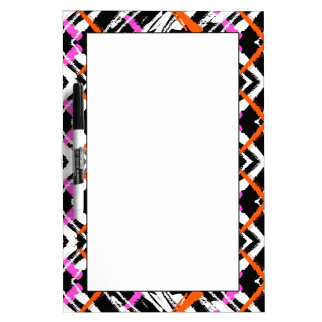 Black, Orange, And Pink Hand Drawn Arrow Pattern Dry Erase Board (Front)