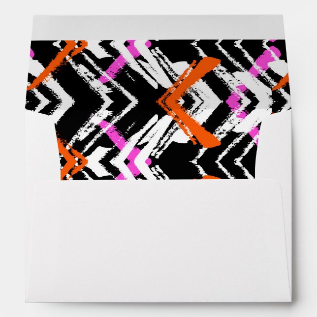 Black, Orange, And Pink Hand Drawn Arrow Pattern Envelope (Back (Bottom))