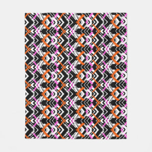 Black, Orange, And Pink Hand Drawn Arrow Pattern Fleece Blanket