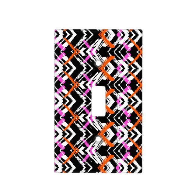 Black, Orange, And Pink Hand Drawn Arrow Pattern Light Switch Cover (Front)