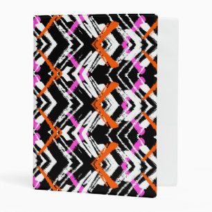 Black, Orange, And Pink Hand Drawn Arrow Pattern Mini Binder