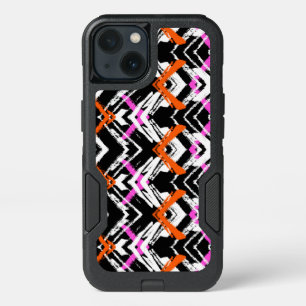 Black, Orange, And Pink Hand Drawn Arrow Pattern iPhone 13 Case