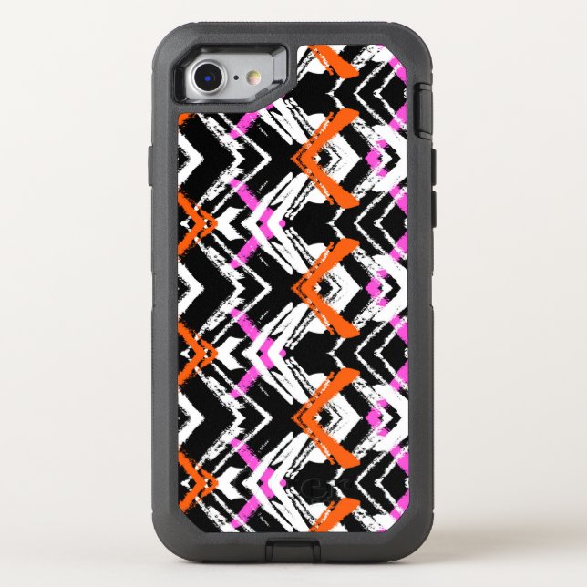 Black, Orange, And Pink Hand Drawn Arrow Pattern Otterbox iPhone Case (Back)