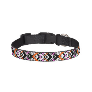 Black, Orange, And Pink Hand Drawn Arrow Pattern Pet Collar
