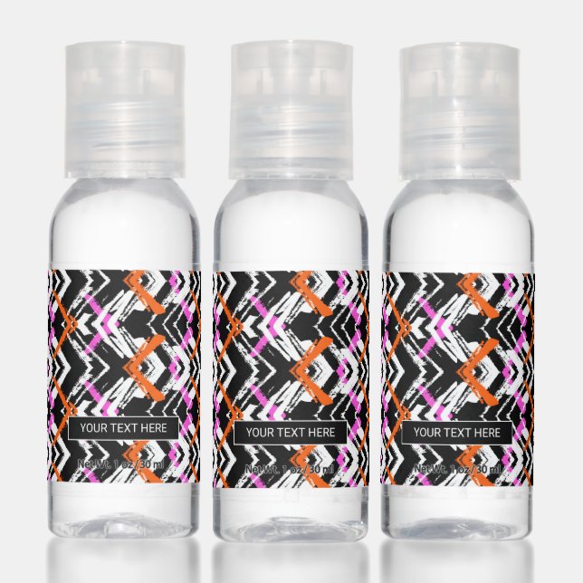 Black, Orange, And Pink Hand Drawn Arrow Pattern Sanitizer (Set)