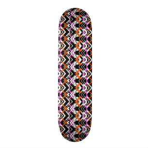 Black, Orange, And Pink Hand Drawn Arrow Pattern Skateboard Deck