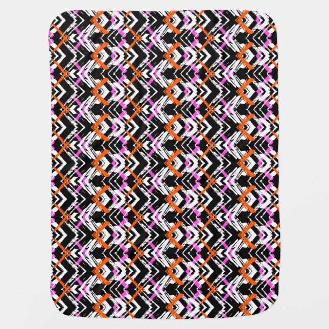 Black, Orange, And Pink Hand Drawn Arrow Pattern Swaddle Blanket (Front)