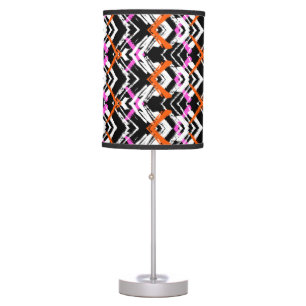 Black, Orange, And Pink Hand Drawn Arrow Pattern Table Lamp
