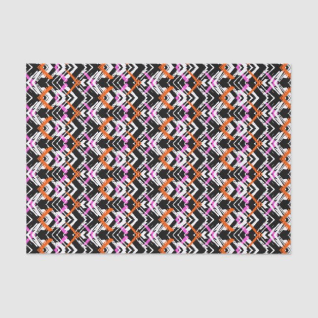 Black, Orange, And Pink Hand Drawn Arrow Pattern Tissue Paper (Front)