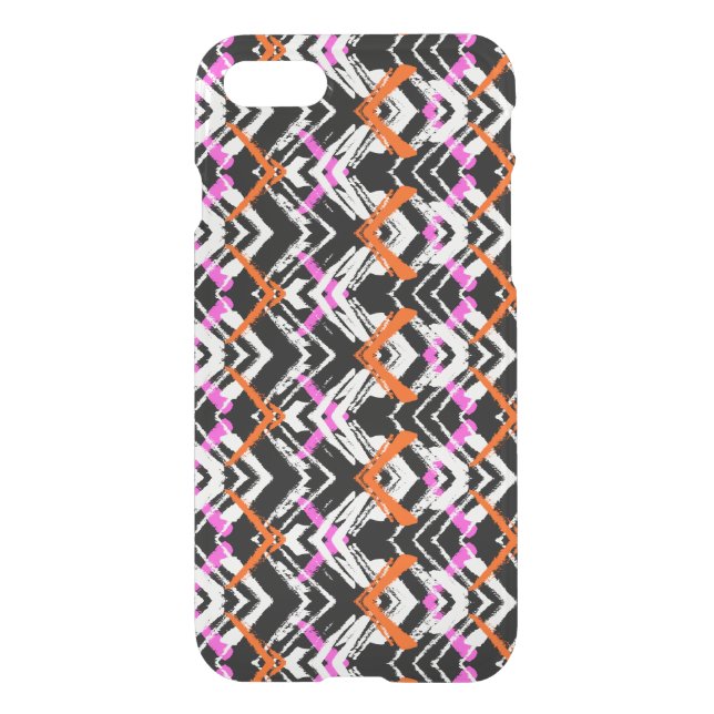 Black, Orange, And Pink Hand Drawn Arrow Pattern Uncommon iPhone Case (Back)