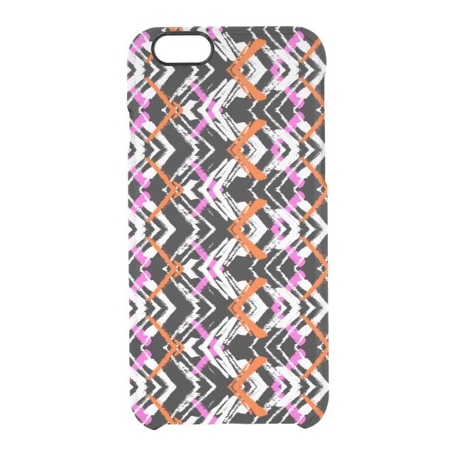 Black, Orange, And Pink Hand Drawn Arrow Pattern Uncommon iPhone Case (Back)