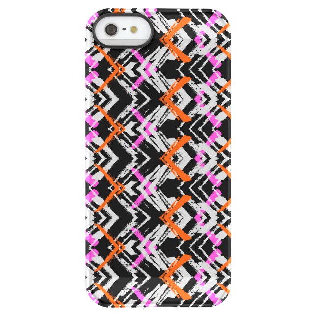 Black, Orange, And Pink Hand Drawn Arrow Pattern Uncommon iPhone Case (Back)