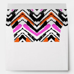 Black, Orange, And Pink Hand Drawn Chevron Pattern Envelope