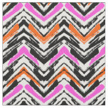 Black, Orange, And Pink Hand Drawn Chevron Pattern Fabric