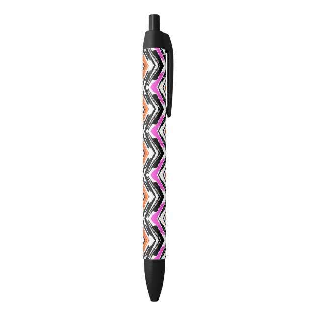 Black, Orange, And Pink Hand Drawn Chevron Pattern Pen (Bottom (Vertical))