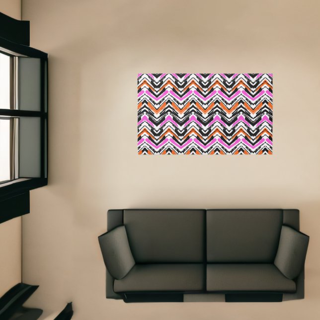 Black, Orange, And Pink Hand Drawn Chevron Pattern Rug (Insitu (Indoor 1))