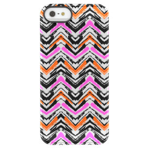 Black, Orange, And Pink Hand Drawn Chevron Pattern Permafrost iPhone SE/5/5s Case