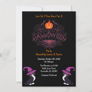 Black Orange and Purple Halloween Party Invitation