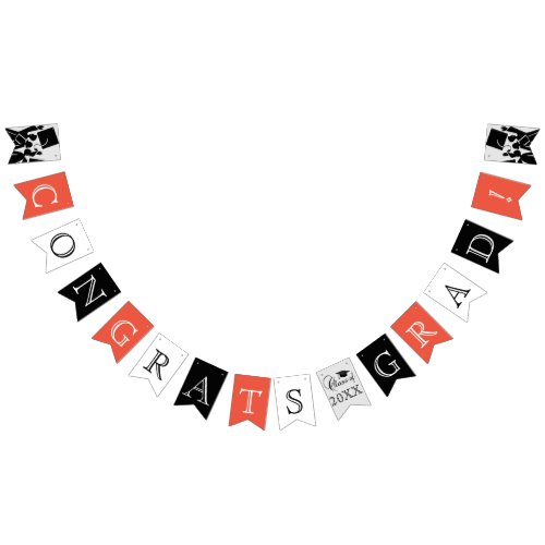 Black Orange and White _Congrats Grad_ DIY Color Bunting Flags