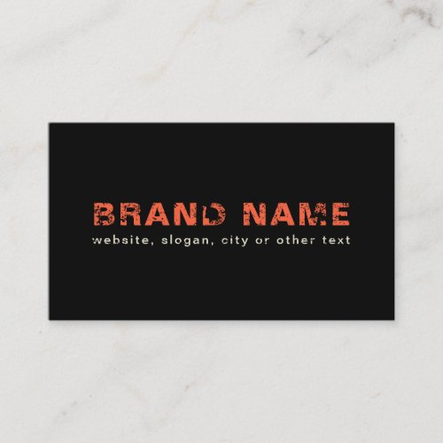 Black Orange Artsy Grunge Cool Brand  Your name Business Card