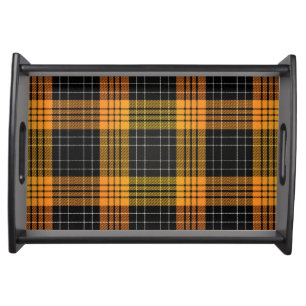 Black Orange Autumn Fall Halloween Plaid Serving Tray
