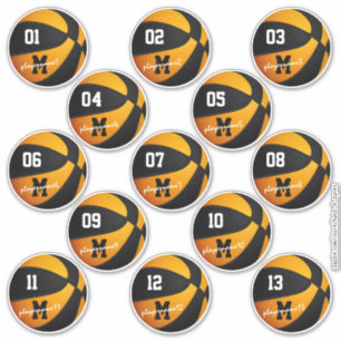 black orange basketball custom 13 players names sticker