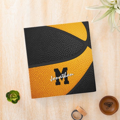 black orange basketball team colors boys girls 3 ring binder