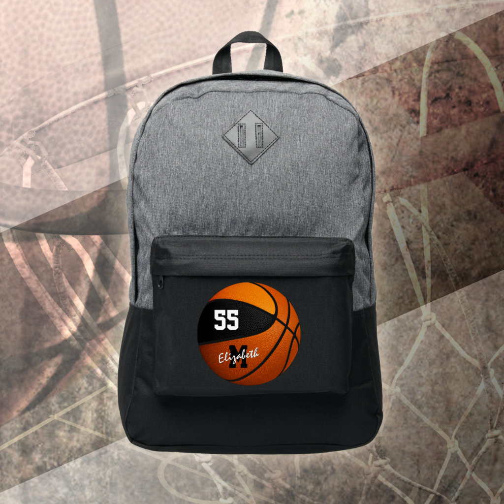 black orange basketball team colors boys girls backpack