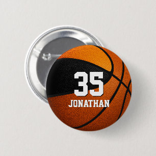 black orange basketball team colors w player name button