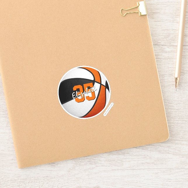 black orange basketball team party favors sticker (Notebook)