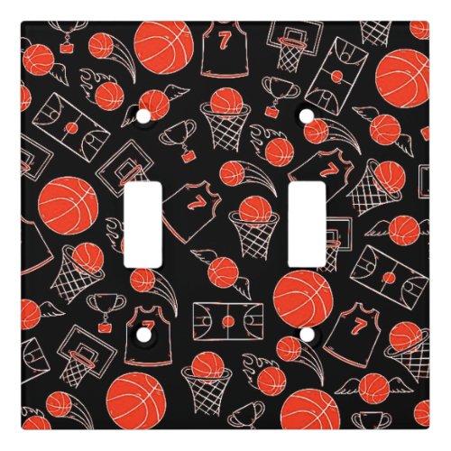Black  Orange Basketball Theme Light Switch Cover