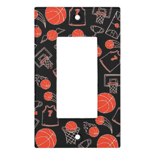Black & Orange Basketball Theme Light Switch Cover