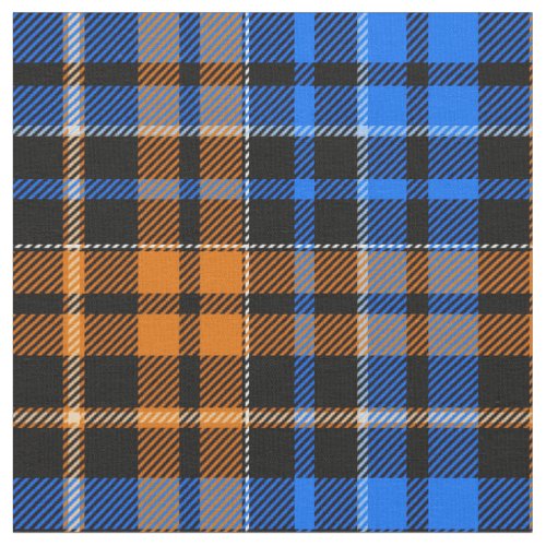 Black Orange Blue Plaid Tartan Design  Fabric