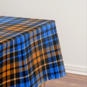 Black Orange Blue Plaid Tartan Design  Tablecloth