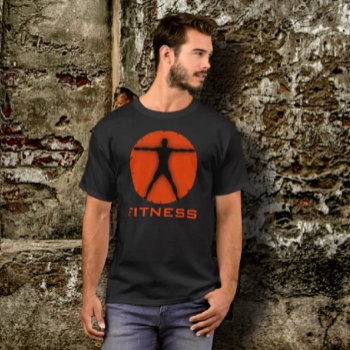Black Orange Body Madness Fitness Vitruvian Man T-shirt by sunnymars at Zazzle