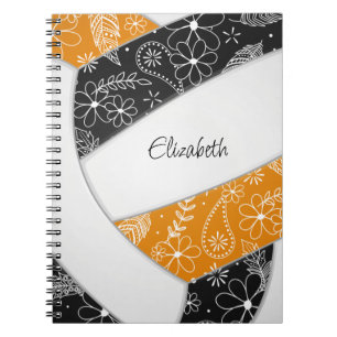 black orange boho sports girls volleyball notebook