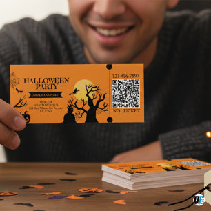 Black & Orange Bold Halloween Party Entry Ticket Invitation
