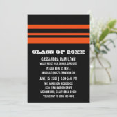 Black/Orange Bold Stripe Graduation Invite (Standing Front)