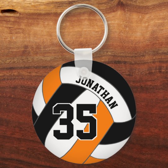 black orange boys custom jersey number volleyball keychain